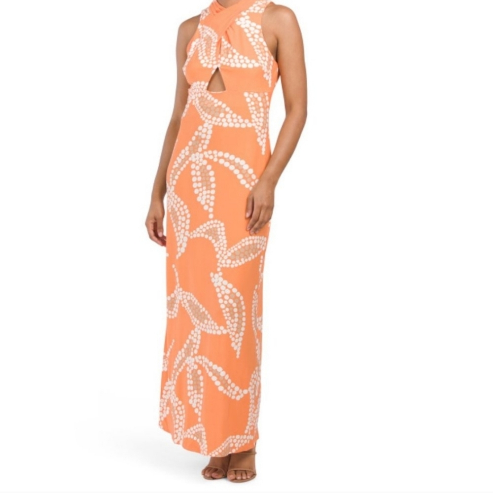 Rachel Roy Long Sheath Silhouette Halter Dress Size M Perfect Summer Wedding